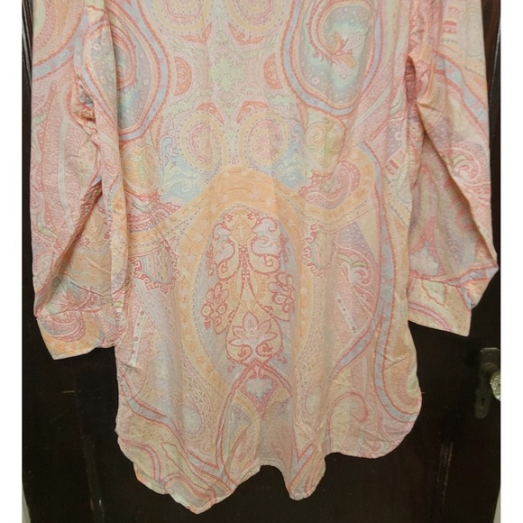 Women's Ralph Lauren Pink Paisley Sleep Shirt Size Tunic Large Front Button EUC - Picture 8 of 10